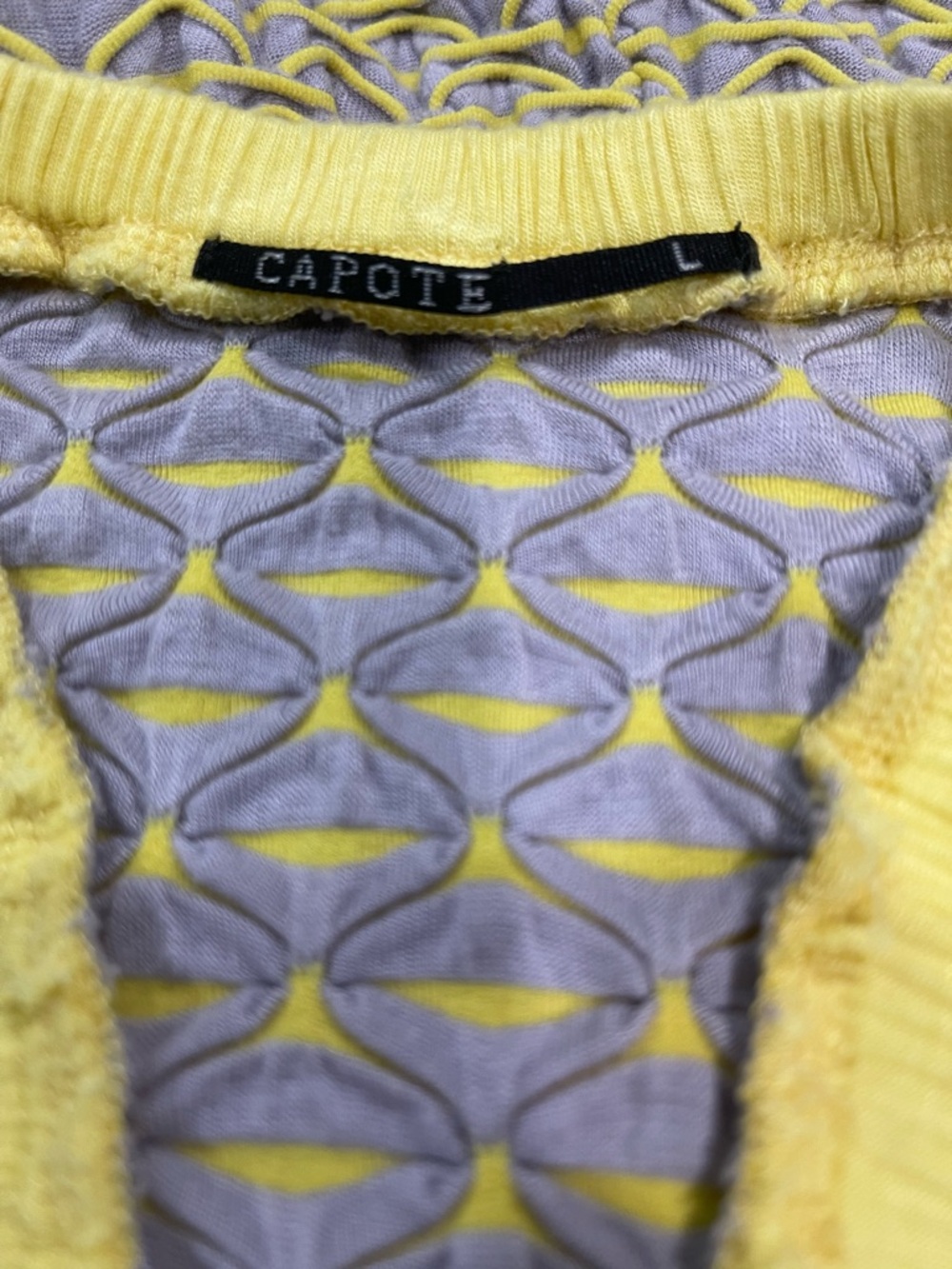 Capote Sleeveless Open-Knit Racerback Midi Gray/Yellow Drawstring Dress Size Lar - Picture 8 of 9
